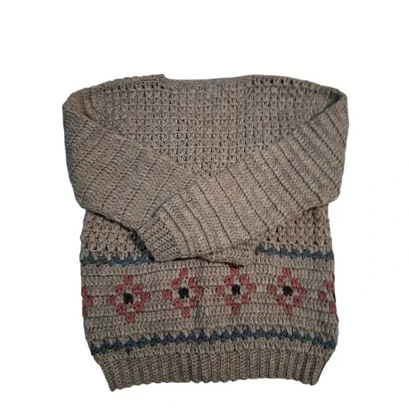 Y2k VTG Lord & Taylor Wool Women size L Grandpa Fisherman Grannycore Cardigan - Picture 8 of 13